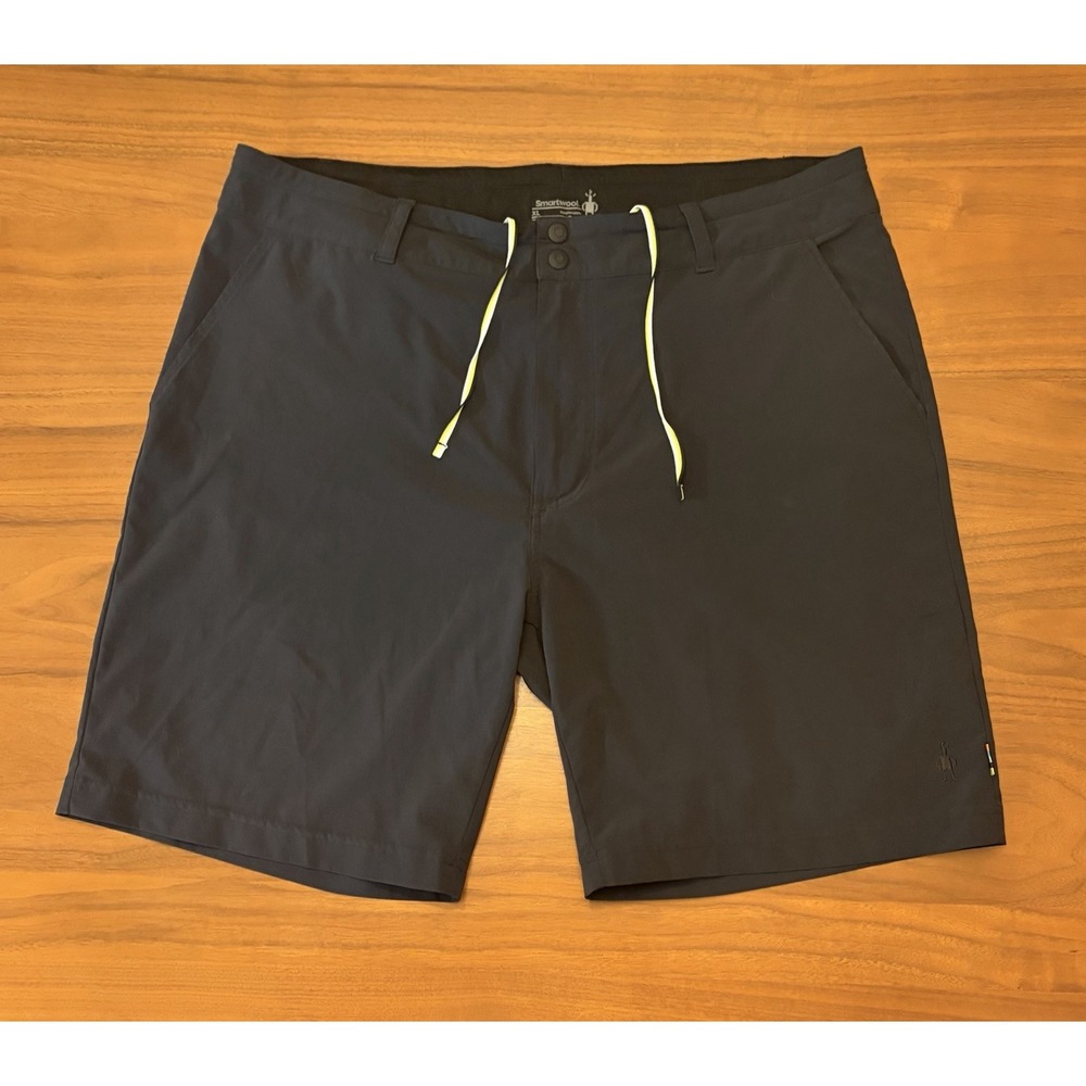 Smartwool Shorts Men XL 39 Black Merino Wool Blend Hiking Running 8" Lightweight